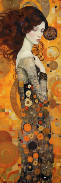 Digitale Kunst getiteld "Femme style 1900-1" door Louis Garcia, Origineel Kunstwerk, AI gegenereerde afbeelding
