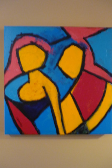 Schilderij getiteld "He and She" door Louis Lambry, Origineel Kunstwerk, Acryl