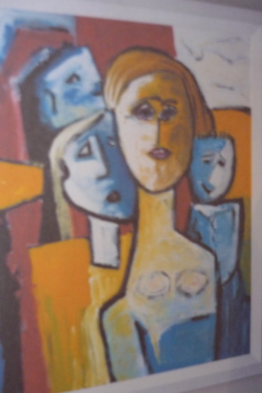 Peinture intitulée "vrouw met kroost" par Louis Lambry, Œuvre d'art originale, Acrylique