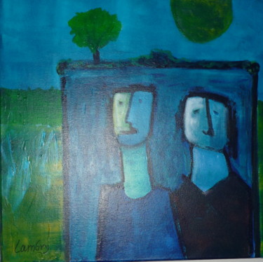 Painting titled "familiefoto" by Louis Lambry, Original Artwork, Acrylic Mounted on Wood Stretcher frame