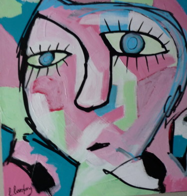 Картина под названием "POSING  GIRL     (F…" - Louis Lambry, Подлинное произведение искусства, Акрил Установлен на Деревянна…