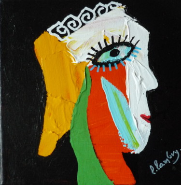 Painting titled "Faces 2" by Louis Lambry, Original Artwork, Acrylic Mounted on Wood Stretcher frame