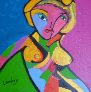 Painting titled "golden Lady    (189)" by Louis Lambry, Original Artwork, Acrylic Mounted on Wood Stretcher frame