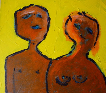 Painting titled "Friends" by Louis Lambry, Original Artwork, Acrylic Mounted on Wood Stretcher frame