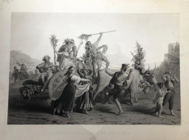 Fete De La Madone De L’Arc- Celebration of the Madonna L’Arc Gravures & estampes intitulée "Fete De La Madone D…" par Louis Léopold Robert, Œuvre d'art originale, Lithographie