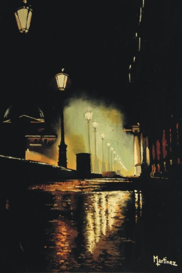 Peinture intitulée "rue-de-nuit-5.jpg" par Louis Martinez, Œuvre d'art originale
