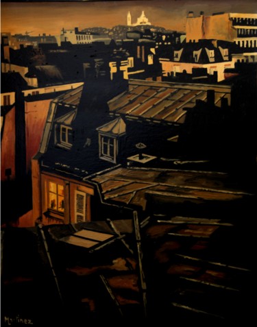 Peinture intitulée "toits-et-fenetres-2…" par Louis Martinez, Œuvre d'art originale, Huile