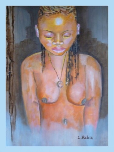 Peinture intitulée "Jeune Africaine" par Louis Roblo, Œuvre d'art originale, Huile