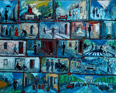 Pintura titulada "WINDOWS STREET 30F.…" por Louis Runemberg, Obra de arte original, Oleo Montado en Bastidor de camilla de m…