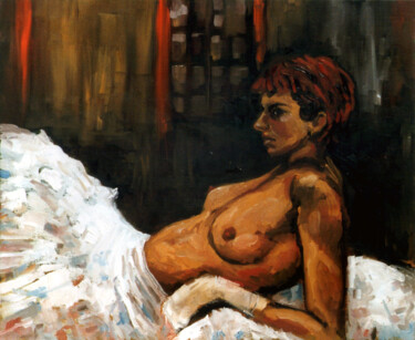 Pintura titulada "Carole au Jupon (AR…" por Louis Runemberg, Obra de arte original, Oleo Montado en Bastidor de camilla de m…