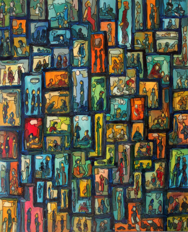 Картина под названием "WINDOWS ART 40F.01…" - Louis Runemberg, Подлинное произведение искусства, Масло Установлен на Деревян…