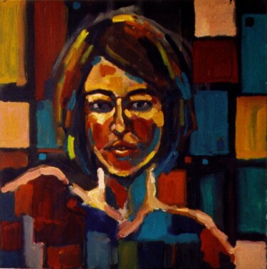Painting titled "PORTRAIT WINDOWS (A…" by Louis Runemberg, Original Artwork, Oil Mounted on Wood Stretcher frame