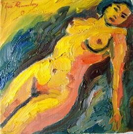 Painting titled "WOMAN 1(ARTPRICE, A…" by Louis Runemberg, Original Artwork, Oil Mounted on Wood Stretcher frame