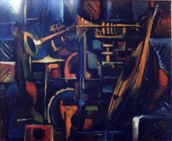 Malerei mit dem Titel "MUSIC COLOR" von Louis Runemberg, Original-Kunstwerk, Öl