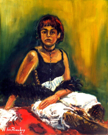 Painting titled "CAROLE A LA TOULOUS…" by Louis Runemberg, Original Artwork, Oil Mounted on Wood Stretcher frame