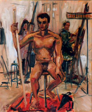 Painting titled "MATHIEU COURS DE PE…" by Louis Runemberg, Original Artwork, Oil Mounted on Wood Stretcher frame