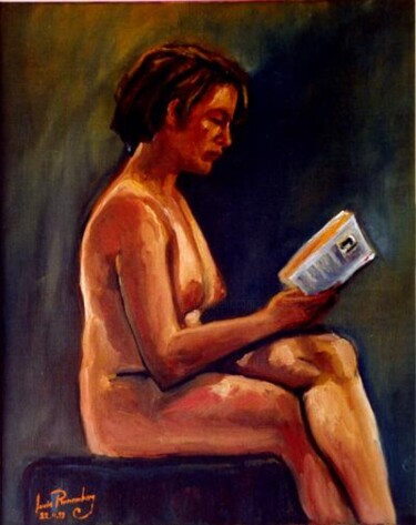 Schilderij getiteld "ELISE LA LECTRICE /…" door Louis Runemberg, Origineel Kunstwerk