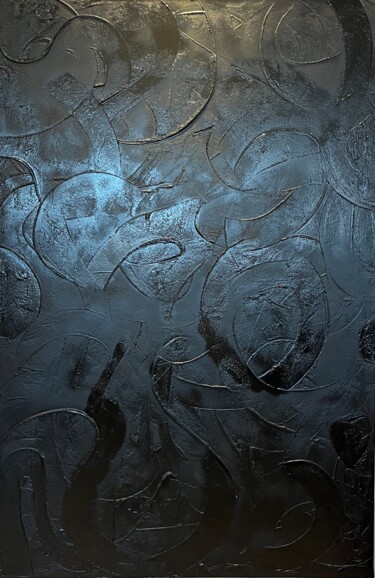 Картина под названием "Noir nuances" - Louis Spens, Подлинное произведение искусства, Акрил Установлен на Деревянная рама дл…