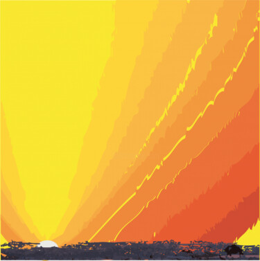 Digital Arts titled "Coucher de soleil a…" by Louis Stein, Original Artwork, Digital Painting