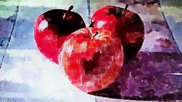 Peinture intitulée "Pommes" par Louis Sullivan, Œuvre d'art originale, Aquarelle