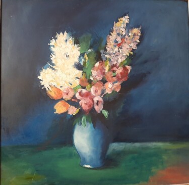 Malerei mit dem Titel "Bouquet de Fleurs" von Louisa Mebarki, Original-Kunstwerk, Öl
