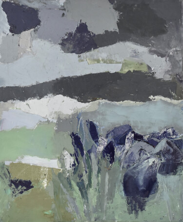Malerei mit dem Titel "Du violet des nuage…" von Louisa Vernet-Déan, Original-Kunstwerk, Acryl Auf Keilrahmen aus Holz monti…
