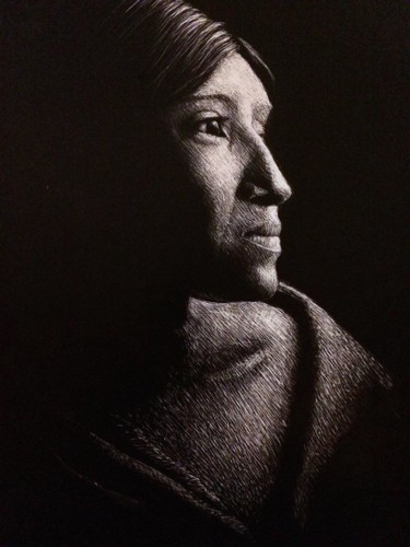 Drawing titled "Reserved (mother)" by Louisa Linton, Original Artwork, Scratchboard