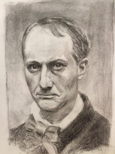 Zeichnungen mit dem Titel "Charles Baudelaire" von Louisa Linton, Original-Kunstwerk, Kohle