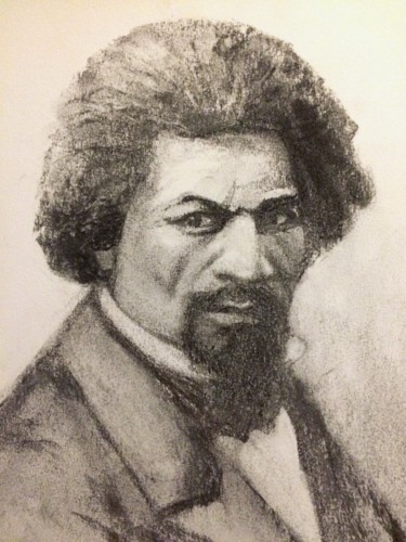 Drawing titled "Frederick Douglass" by Louisa Linton, Original Artwork, Charcoal
