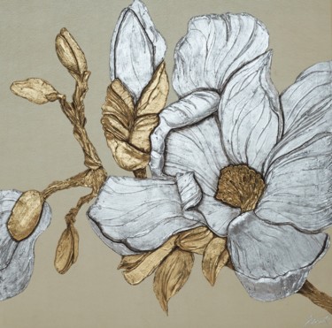Apple Blossom Painting titled "Apple Blossom" by Louis Astahov (LouisArt), Original Art, Metals Mounted on Stretcher frame