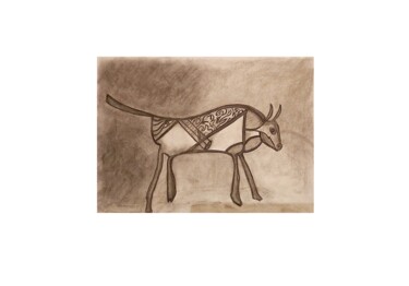 Dessin intitulée "El Toro I" par Louise, Œuvre d'art originale, Fusain