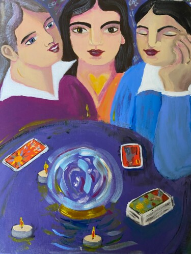 Peinture intitulée "Les Trois Diseuses…" par Louise Autréau, Œuvre d'art originale, Acrylique