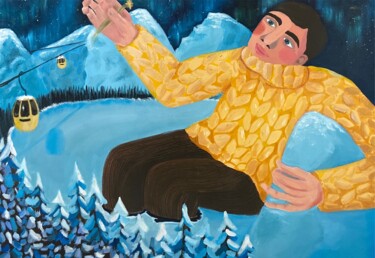 Pintura titulada "Lac gelé et aurores…" por Louise Autréau, Obra de arte original, Acrílico Montado en Bastidor de camilla d…