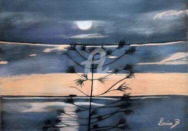 Pittura intitolato "ciel-et-mer-a-san-r…" da Louise Bressange, Opera d'arte originale, Pastello