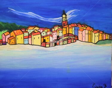 Painting titled "Saint-Tropez dans l…" by Louise Bressange, Original Artwork, Acrylic