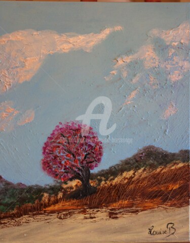 Un arbre dans la dune Peinture intitulée "Un arbre dans la du…" par Louise Bressange, Œuvre d'art originale, Acrylique