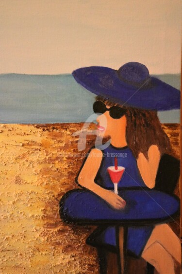 Un moment de plaisir sur la plage Peinture intitulée "Un moment de plaisi…" par Louise Bressange, Œuvre d'art originale, Acrylique