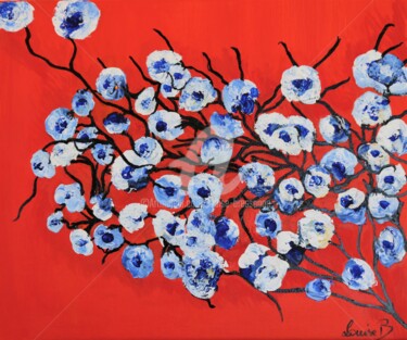 Painting titled "Branche fleurie" by Louise Bressange, Original Artwork, Acrylic