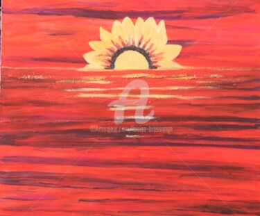 Картина под названием "Fleur au soleil lev…" - Louise Bressange, Подлинное произведение искусства, Масло