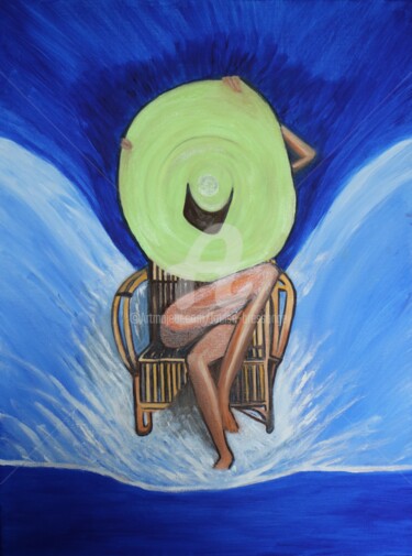 Femme assise pour un bain de pieds Peinture intitulée "Femme assise pour u…" par Louise Bressange, Œuvre d'art originale, Huile