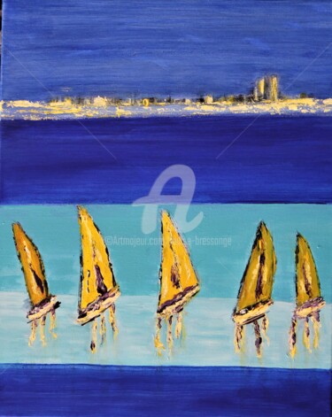 Pittura intitolato "Voiles jaunes" da Louise Bressange, Opera d'arte originale, Acrilico