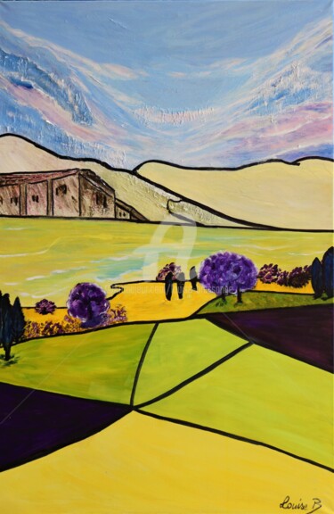 Ballade dans la campagne Peinture intitulée "Ballade dans la cam…" par Louise Bressange, Œuvre d'art originale, Acrylique