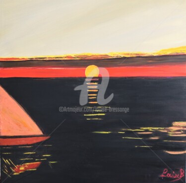 Peinture intitulée "paysage au soleil c…" par Louise Bressange, Œuvre d'art originale, Huile