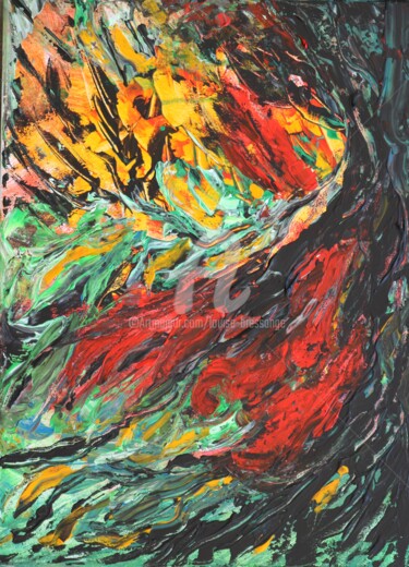 Pittura intitolato "Flammes" da Louise Bressange, Opera d'arte originale, Acrilico