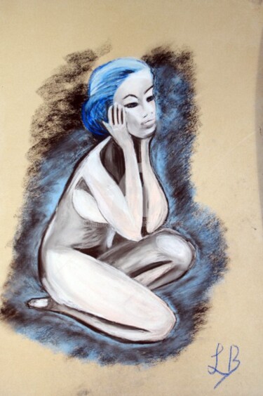 Peinture intitulée "femme-pensive-399-x…" par Louise Bressange, Œuvre d'art originale, Pastel