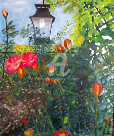 Peinture intitulée "une-terrasse-a-asni…" par Louise Bressange, Œuvre d'art originale, Huile