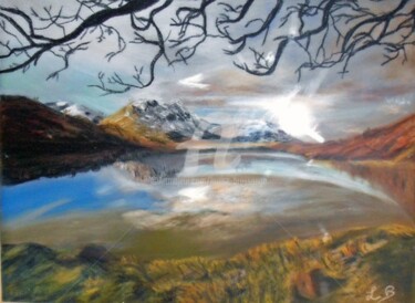 Pittura intitolato "lac-en-ecosse.jpg" da Louise Bressange, Opera d'arte originale, Pastello