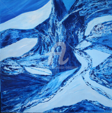 Pintura intitulada "bleu-abstrait-2.jpg" por Louise Bressange, Obras de arte originais, Óleo