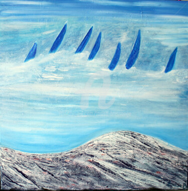 Painting titled "Voiles dans le bleu" by Louise Bressange, Original Artwork, Oil