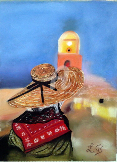 Картина под названием "provencale-a-saint-…" - Louise Bressange, Подлинное произведение искусства, Пастель